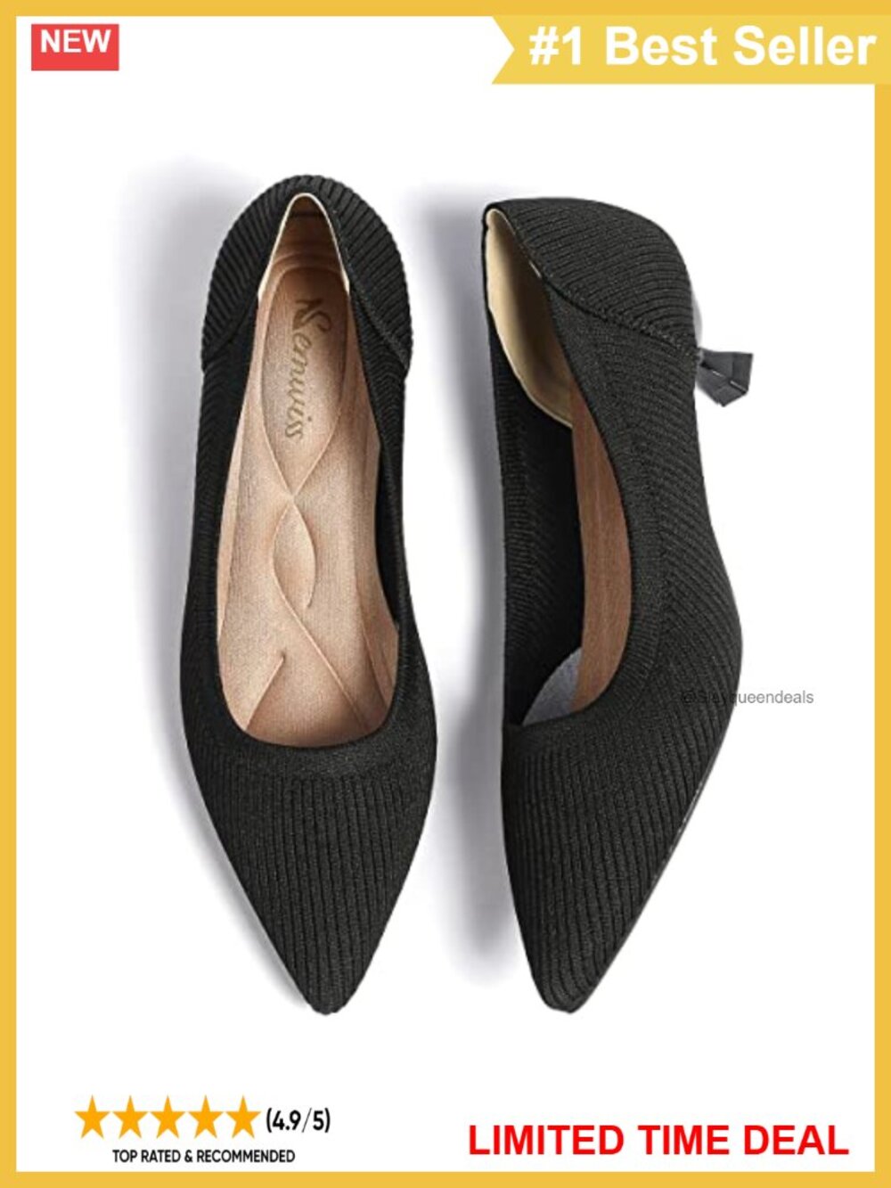 Kitten Heel Pointed Toe Closed Toe Pumps Comfortable Knit Dress Shoes